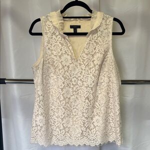 J. Crew Cream Lace Sleeveless Blouse